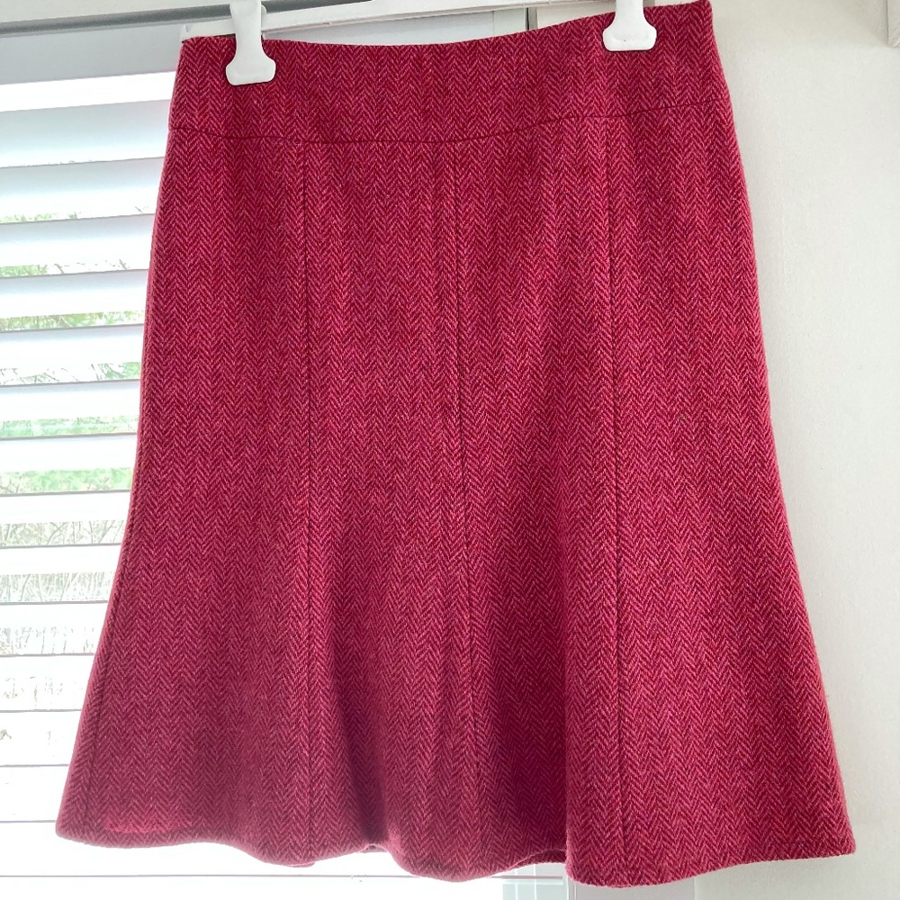 Jangal wool pink/red herringbone skirt, size M